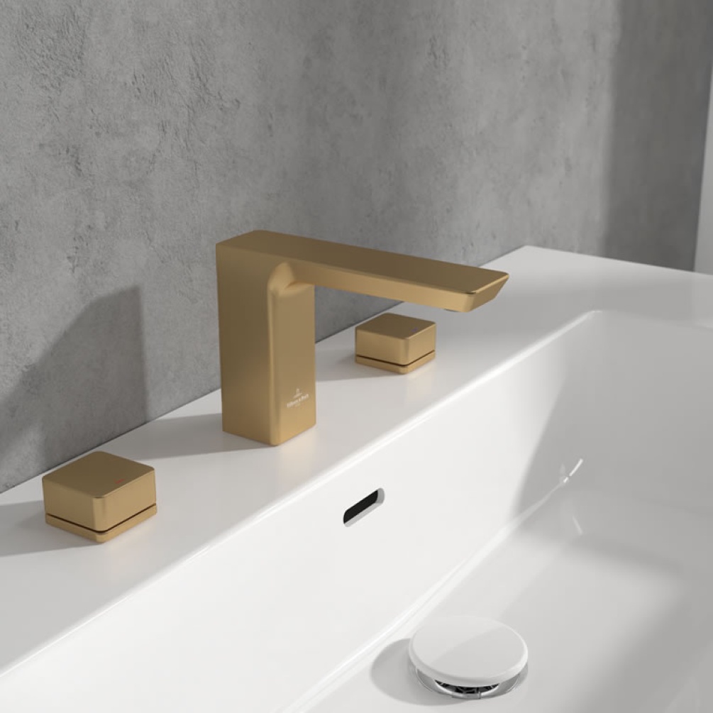 Lifestyle image of Villeroy & Boch Subway 3.0 Brushed Gold Three-Hole Basin Mixer